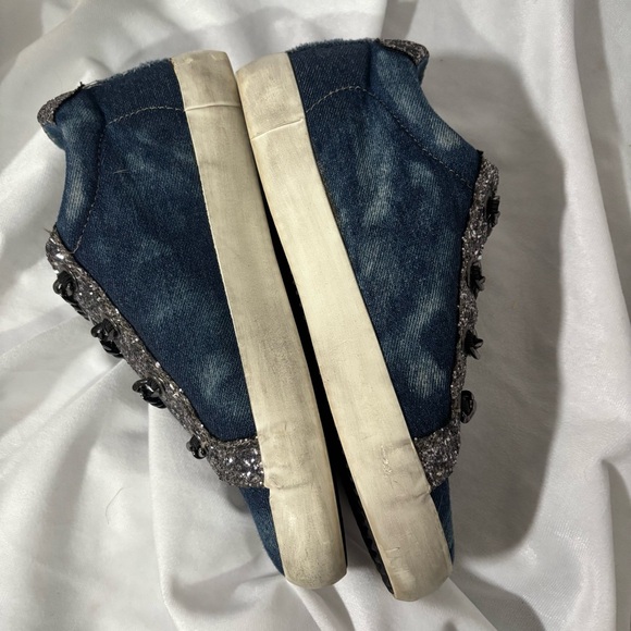 Vintage Havana Blue Denim Shoes Sneakers Size 6 Chain Link Slip On - Picture 3 of 7